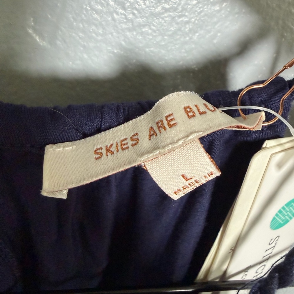 Skies Are Blue Navy Embroidered Halter Camisole with Purple Accents - Picture 4 of 8
